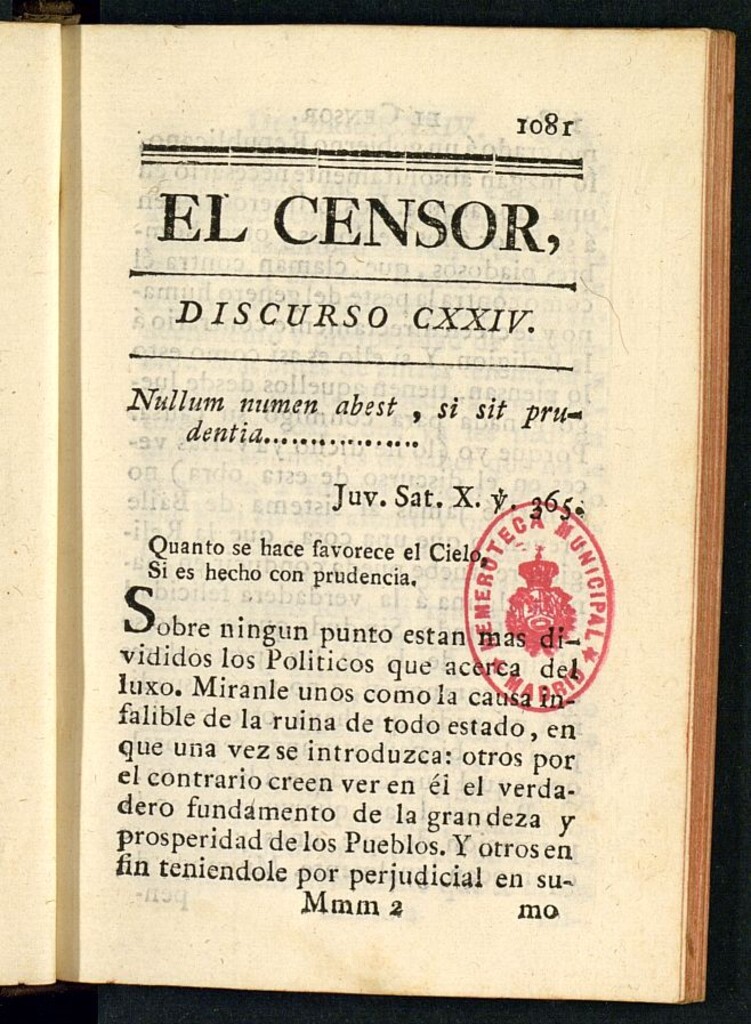 Miniatura de El Censor: obra periódica de 1785, discurso nº 124