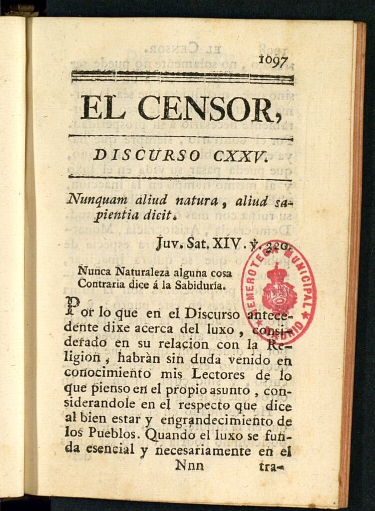 Miniatura de El Censor: obra periódica de 1785, discurso nº 125