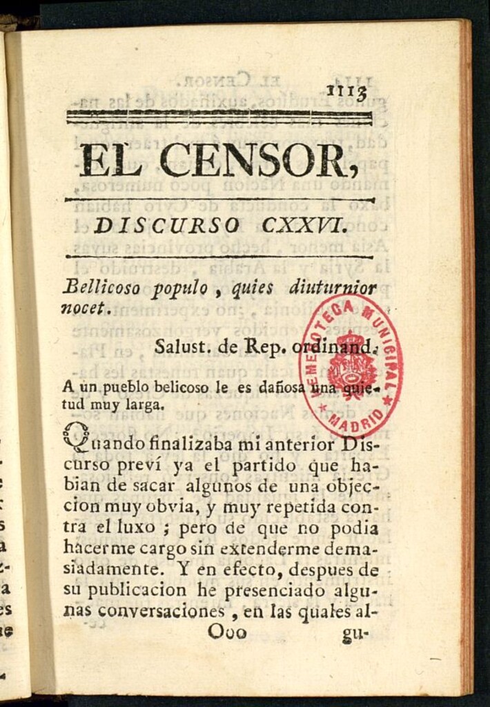 Miniatura de El Censor: obra periódica de 1785, discurso nº 126