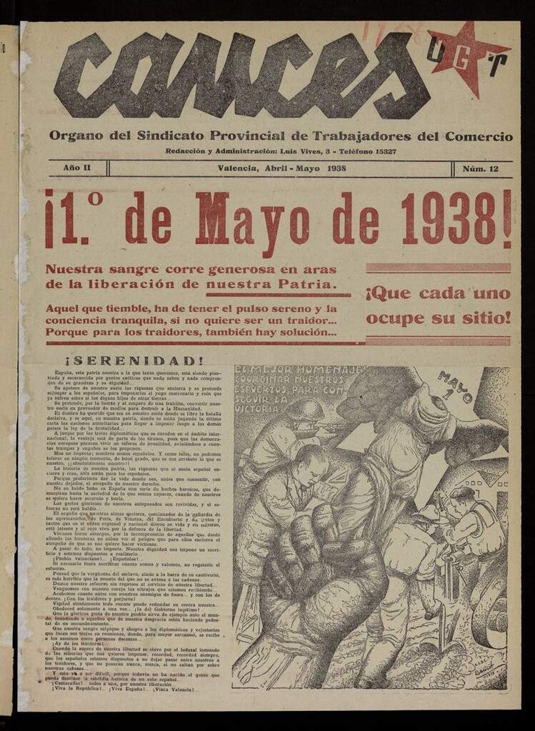 Miniatura de Cauces: Órgano del Sindicato Provincial de Trabajadores del Comercio de abril-mayo de 1938