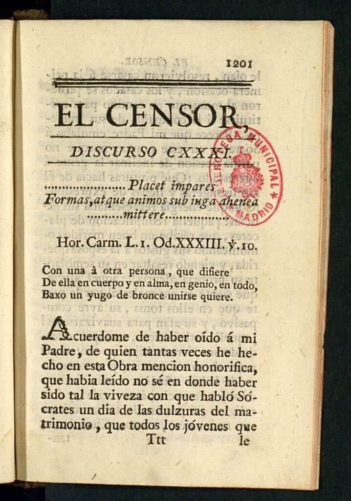 Miniatura de El Censor: obra periódica de 1785, discurso nº 131