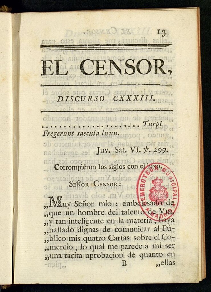 Miniatura de El Censor: obra periódica de 1786, discurso nº 133