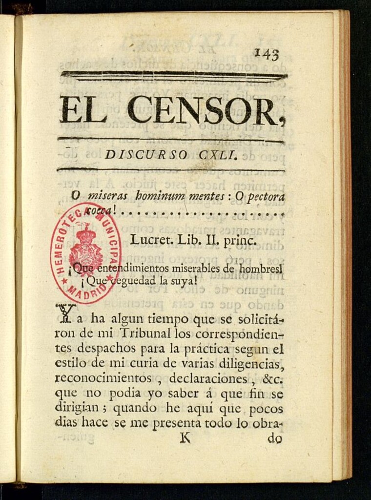 Miniatura de El Censor: obra periódica de 1786, discurso nº 141
