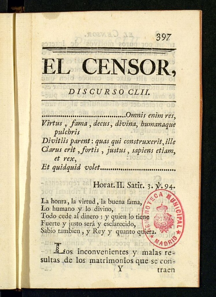 Miniatura de El Censor: obra periódica de 1786, discurso nº 152
