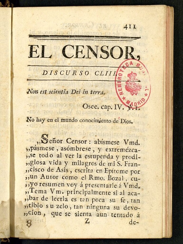 Miniatura de El Censor: obra periódica de 1787, discurso nº 153