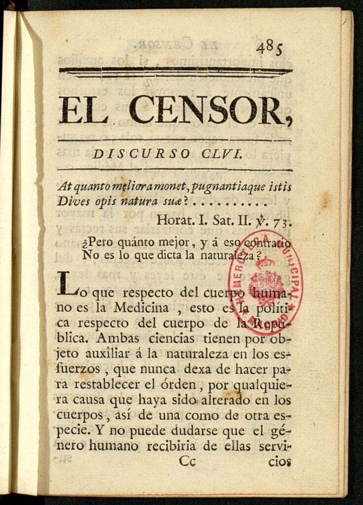 Miniatura de El Censor: obra periódica de 1787, discurso nº 156