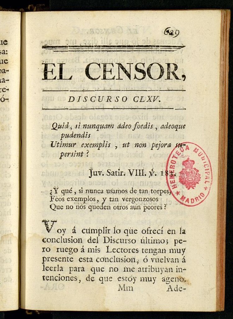 Miniatura de El Censor: obra periódica de 1787, discurso nº 165