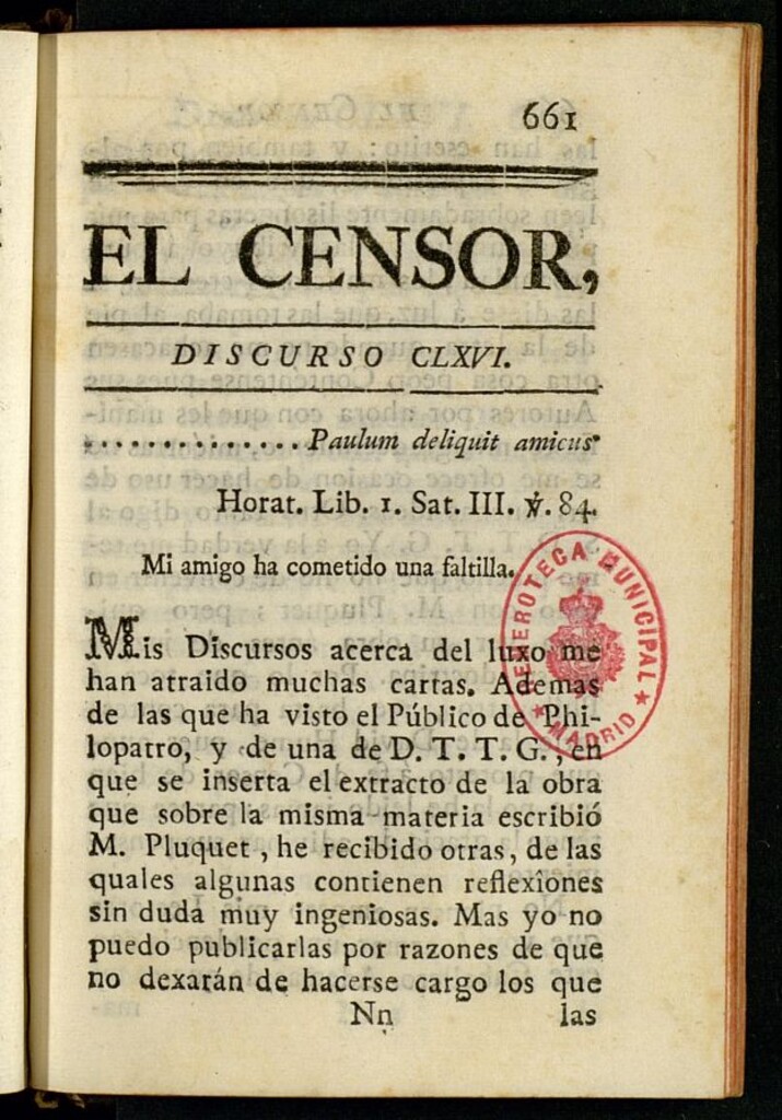 Miniatura de El Censor: obra periódica de 1787, discurso nº 166