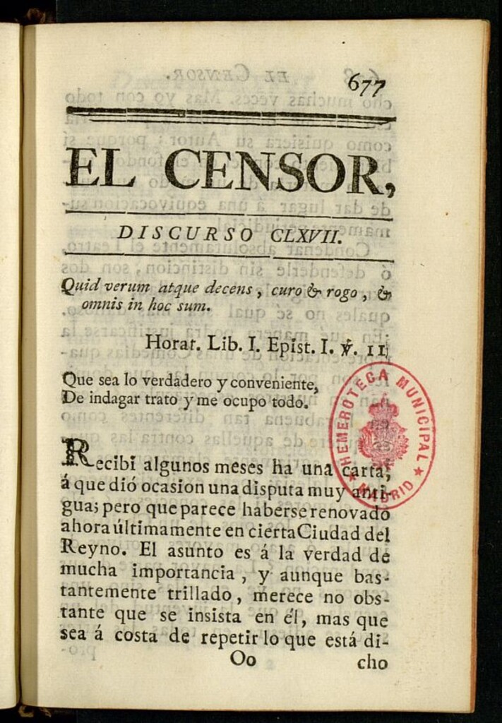 Miniatura de El Censor: obra periódica de 1787, discurso nº 167