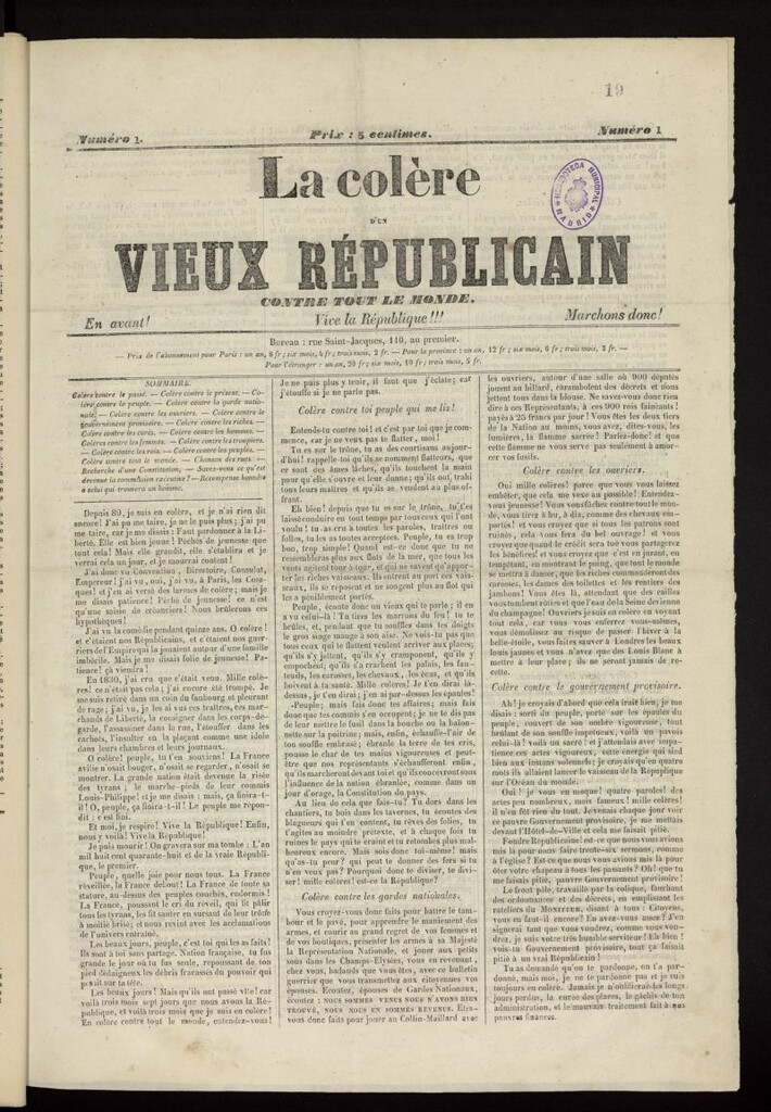 Miniatura de La Colère d´un Vieux Republicain contre tout le Monde de 1848, nº 1