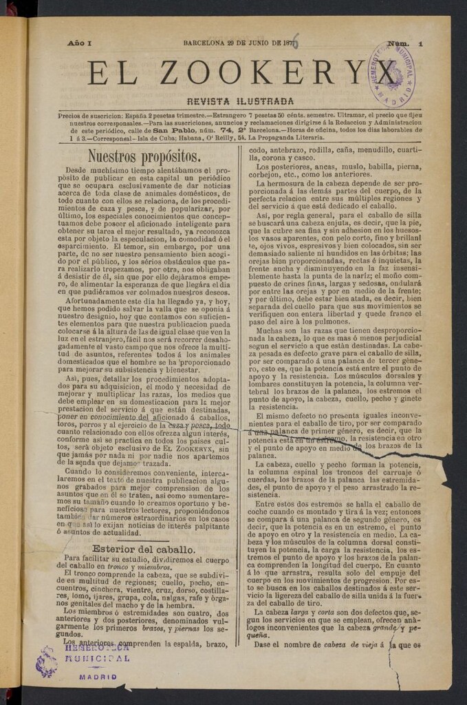 Miniatura de El Zookeryx del 29 de junio de 1876, nº 1