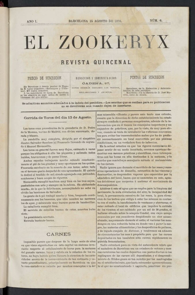 Miniatura de El Zookeryx del 15 de agosto de 1876, nº 6
