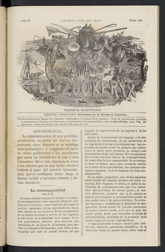 Miniatura de El Zookeryx del 25 de abril de 1877, nº 30
