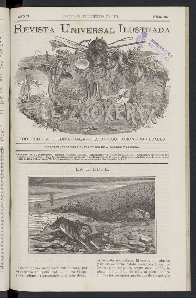 Miniatura de El Zookeryx del 12 de diciembre de 1877, nº 52