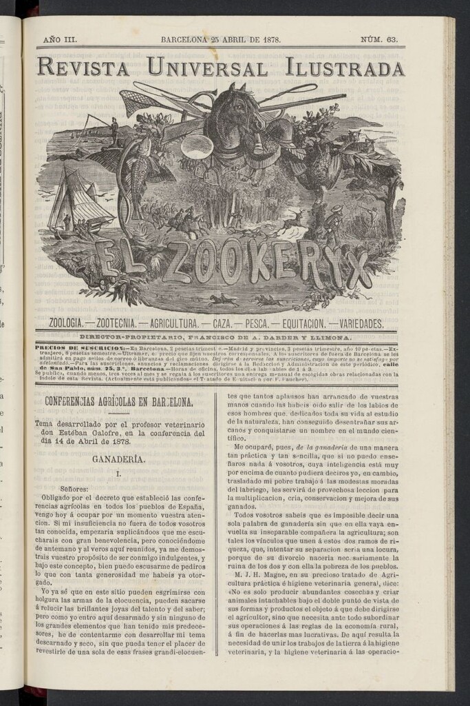 Miniatura de El Zookeryx del 25 de abril de 1878, nº 63
