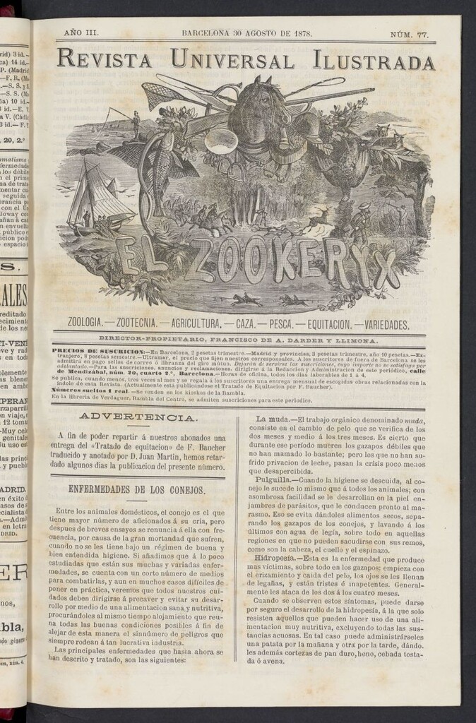 Miniatura de El Zookeryx del 30 de agosto de 1878, nº 77