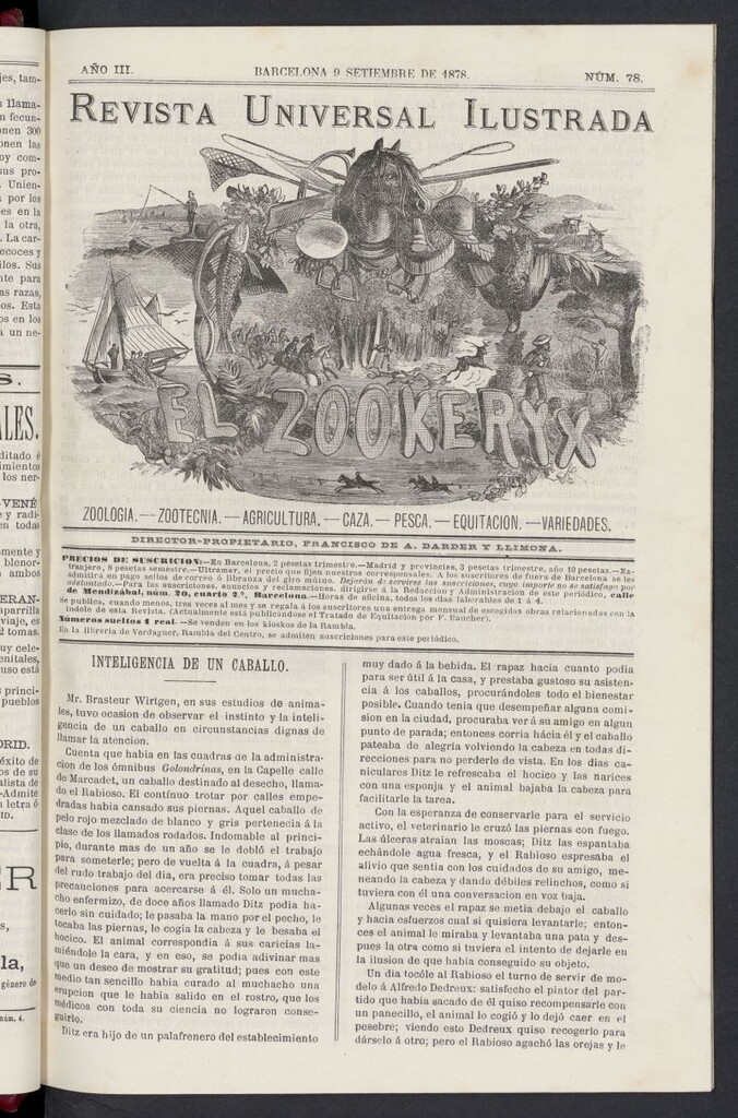 Miniatura de El Zookeryx del 9 de septiembre de 1878, nº 78