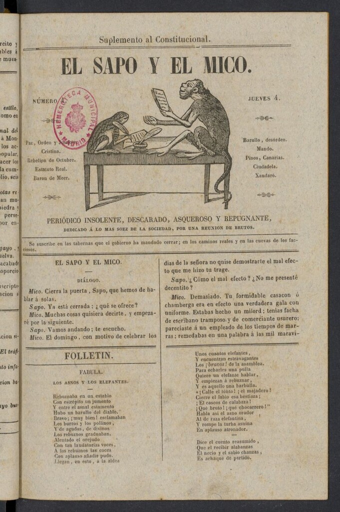 Miniatura de El Sapo y el Mico de 1842, nº 4