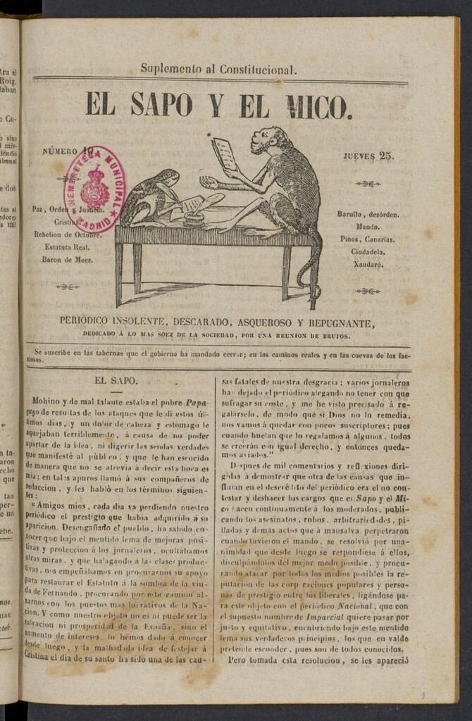 Miniatura de El Sapo y el Mico de 1842, nº 10