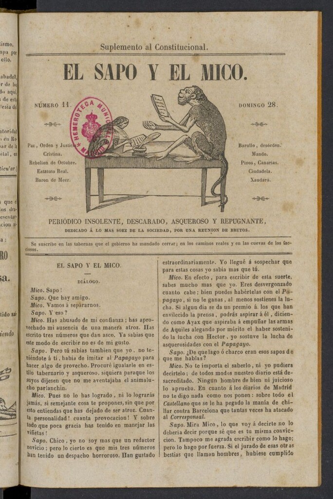 Miniatura de El Sapo y el Mico de 1842, nº 11