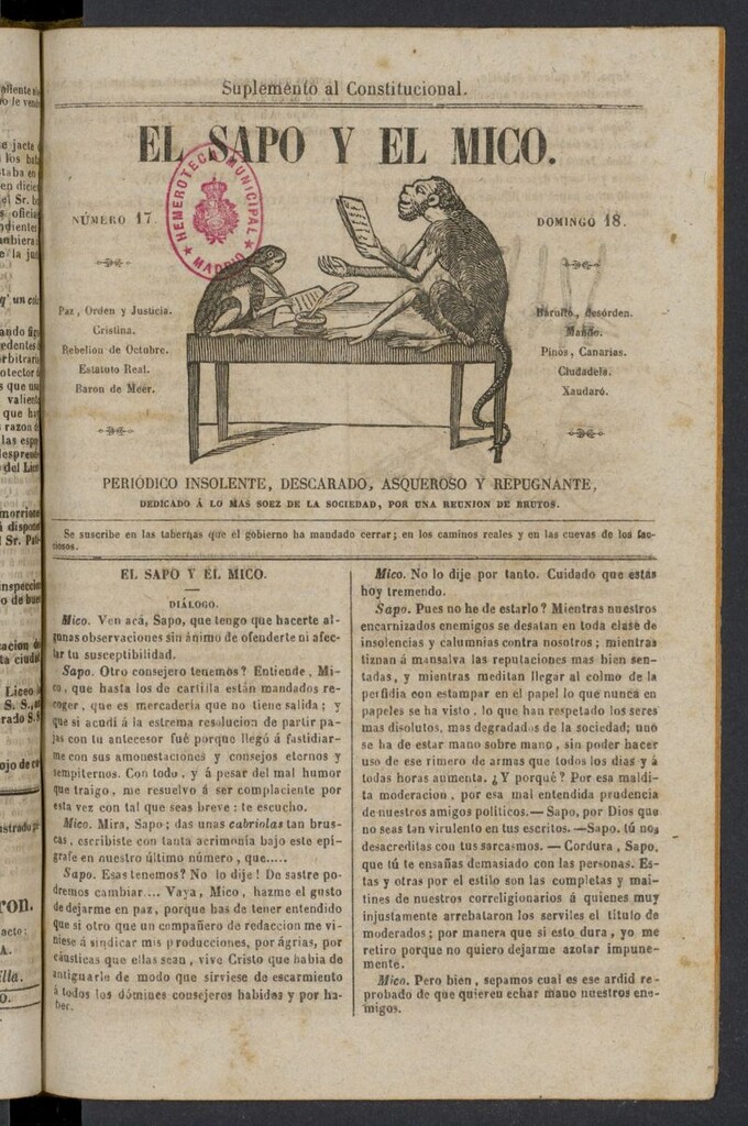 Miniatura de El Sapo y el Mico de 1842, nº 17