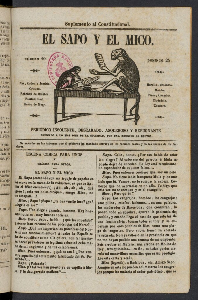 Miniatura de El Sapo y el Mico de 1842, nº 19