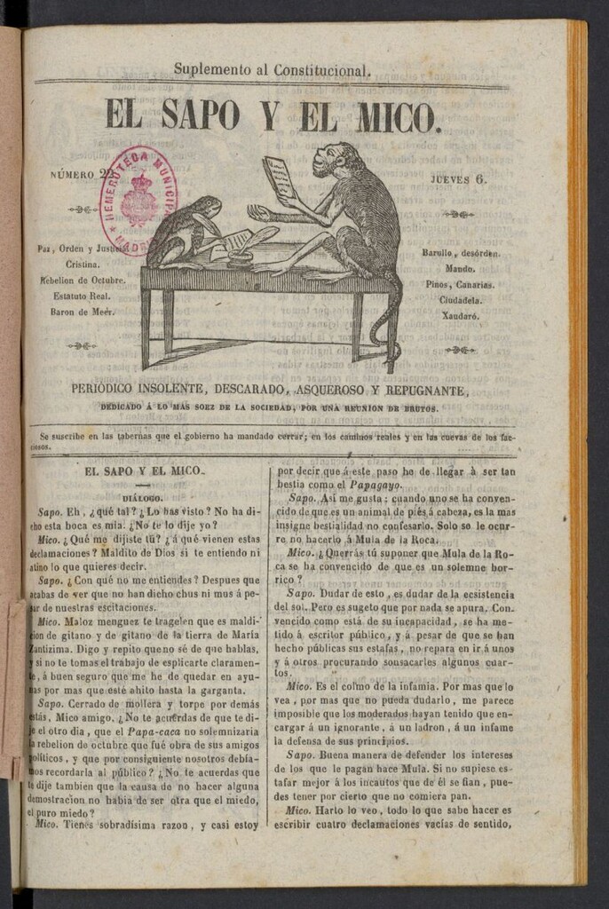 Miniatura de El Sapo y el Mico de 1842, nº 22
