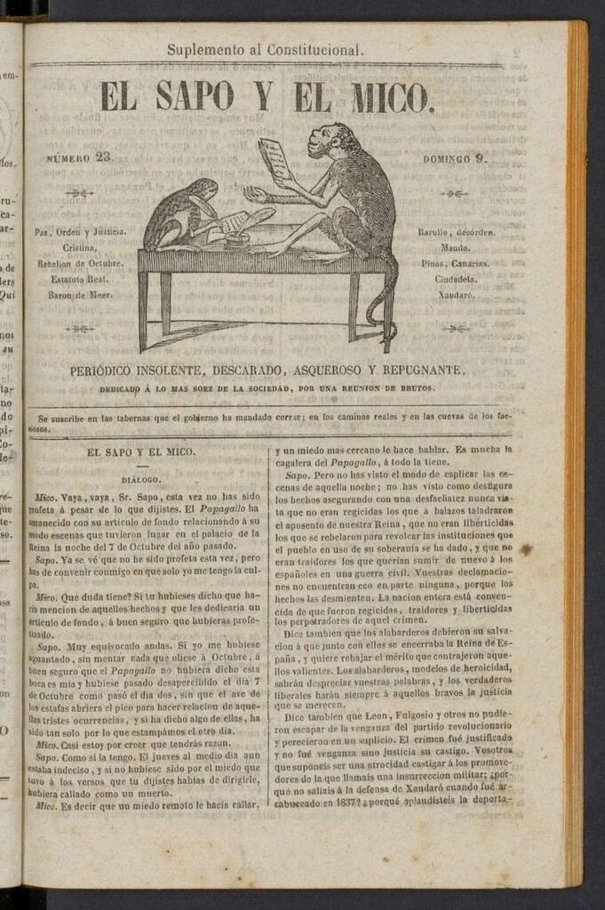 Miniatura de El Sapo y el Mico de 1842, nº 23