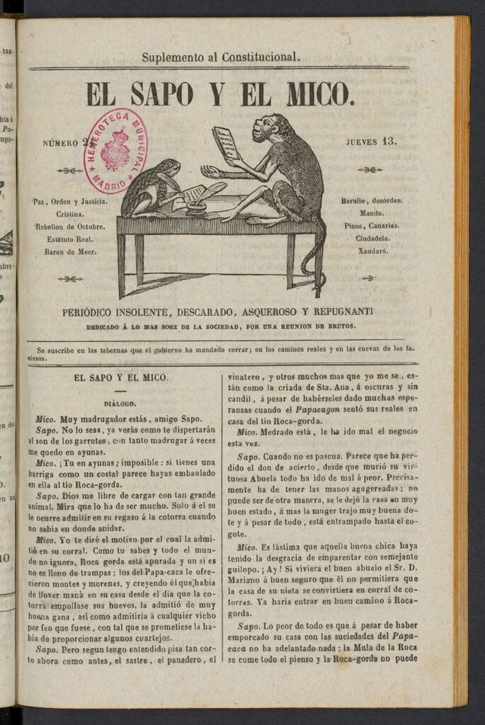Miniatura de El Sapo y el Mico de 1842, nº 24