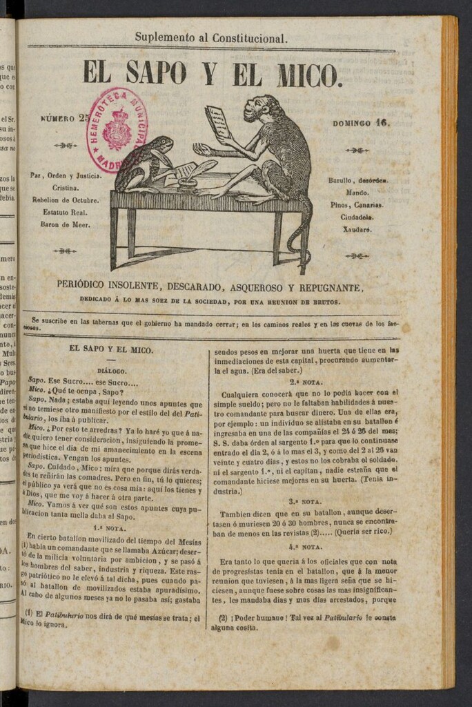 Miniatura de El Sapo y el Mico de 1842, nº 25