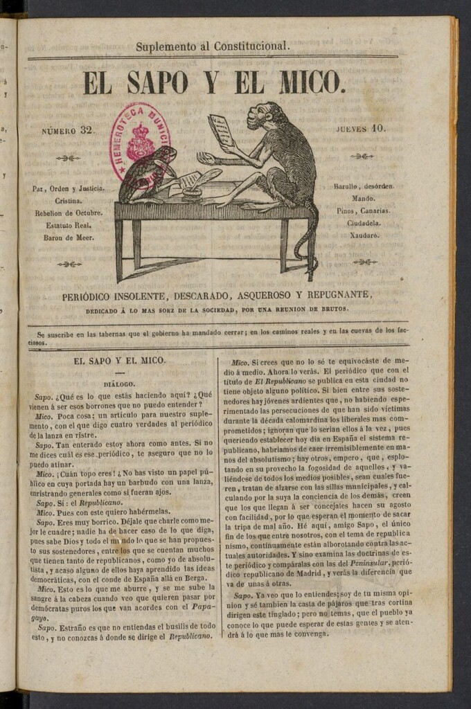 Miniatura de El Sapo y el Mico de 1842, nº 32