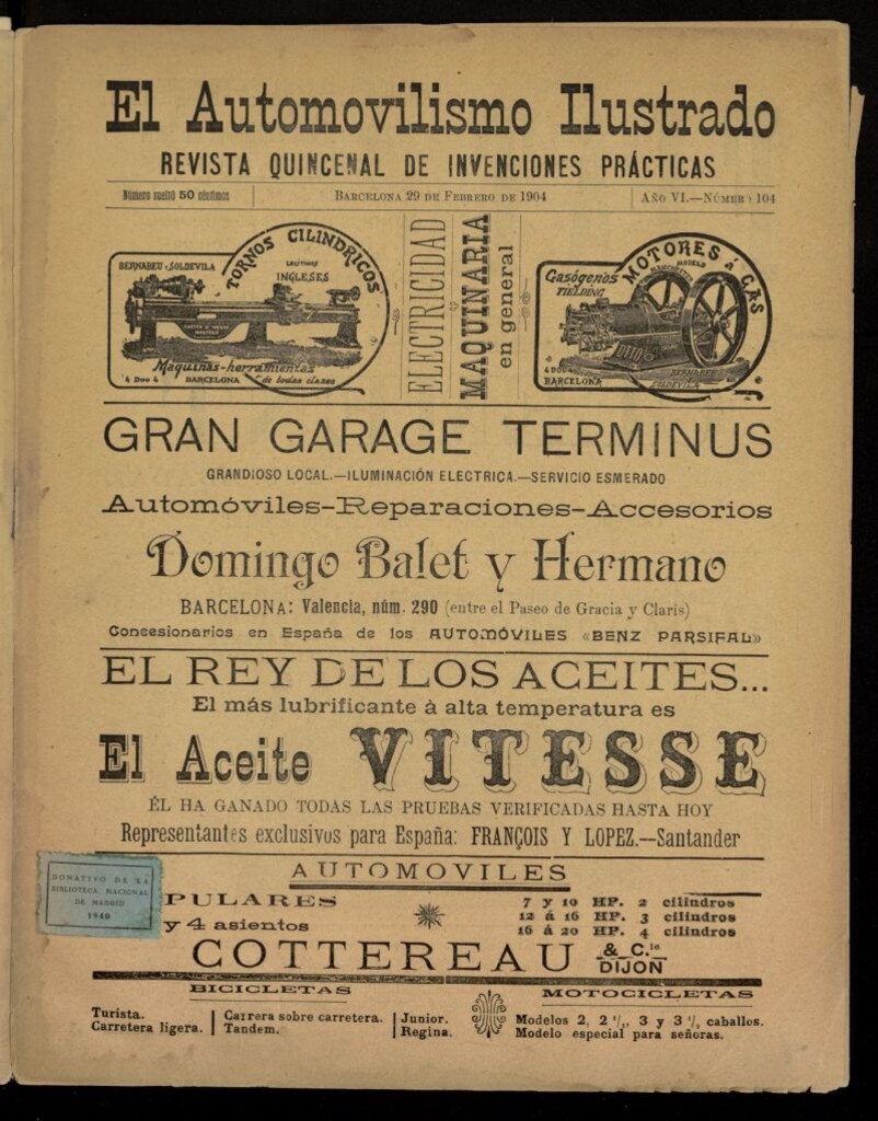 Miniatura de El Automovilismo Ilustrado del 29 de febrero de 1904, nº 104