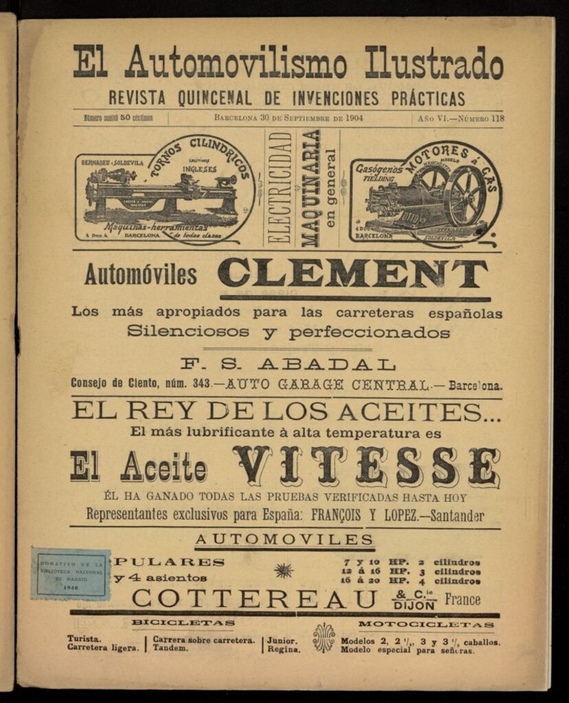 Miniatura de El Automovilismo Ilustrado del 30 de septiembre de 1904, nº 118