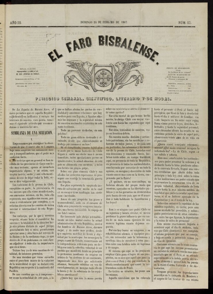 Miniatura de El Faro Bisbalense del 24 de febrero de 1867, nº 89
