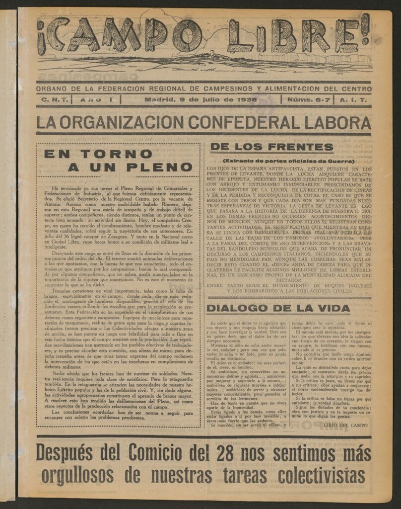 Miniatura de ¡Campo Libre! (Madrid, 1937-1938) del 9 de julio de 1938