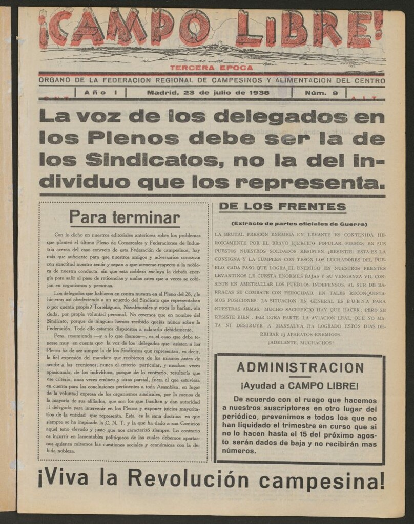Miniatura de ¡Campo Libre! (Madrid, 1937-1938) del 23 de julio de 1938