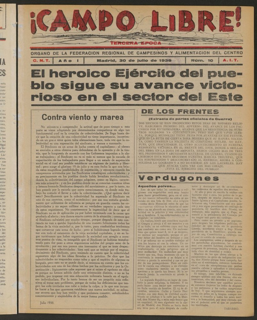Miniatura de ¡Campo Libre! (Madrid, 1937-1938) del 30 de julio de 1938