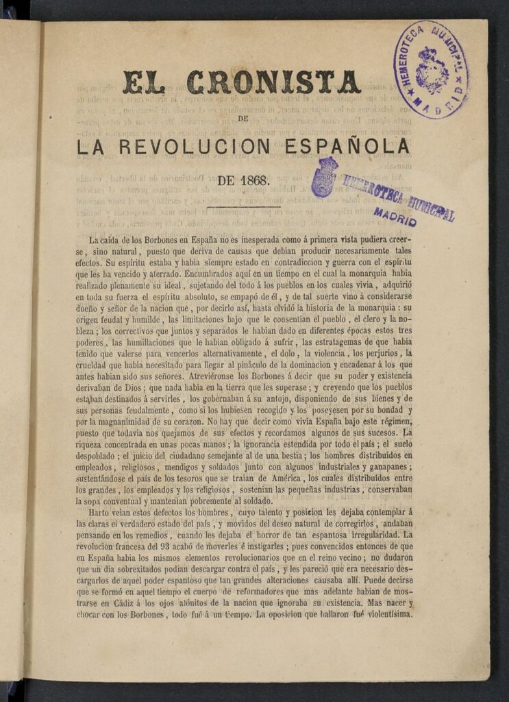 Miniatura de El Cronista de la Revolución Española de 1868
