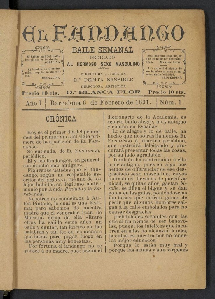 Miniatura de El Fandango del 6 de febrero de 1891, nº 1