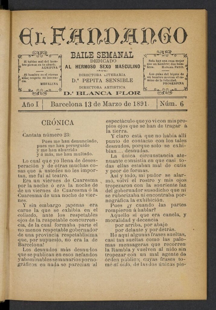 Miniatura de El Fandango del 13 de marzo de 1891, nº 6