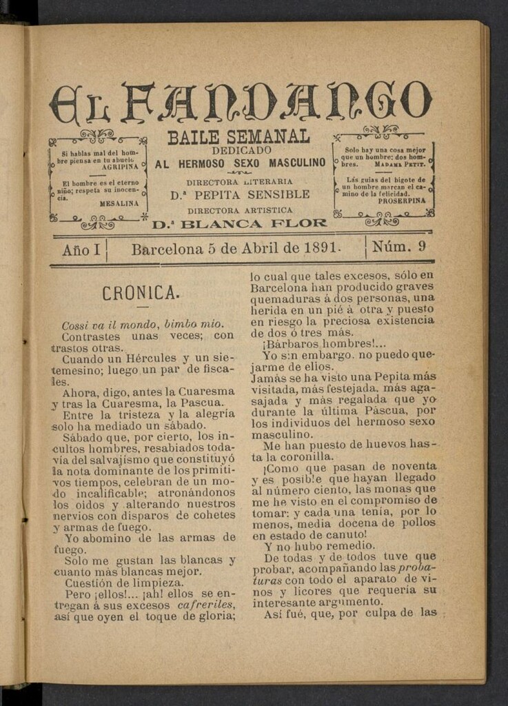 Miniatura de El Fandango del 5 de abril de 1891, nº 9