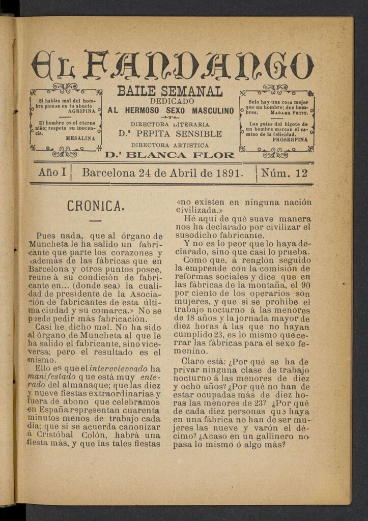 Miniatura de El Fandango del 24 de abril de 1891, nº 12