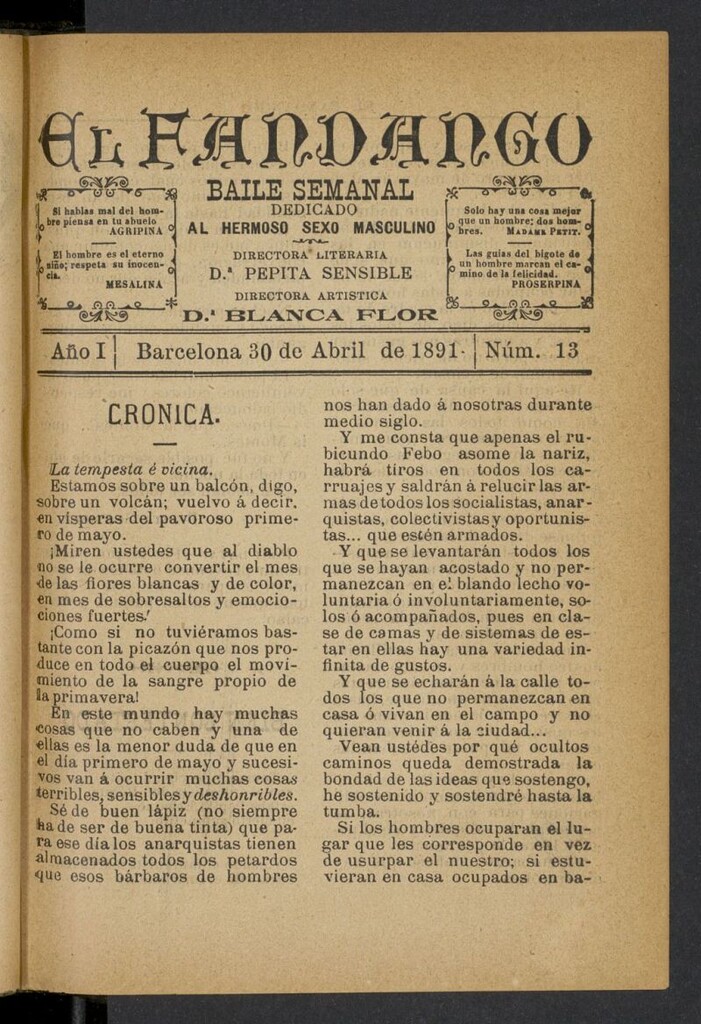 Miniatura de El Fandango del 30 de abril de 1891, nº 13