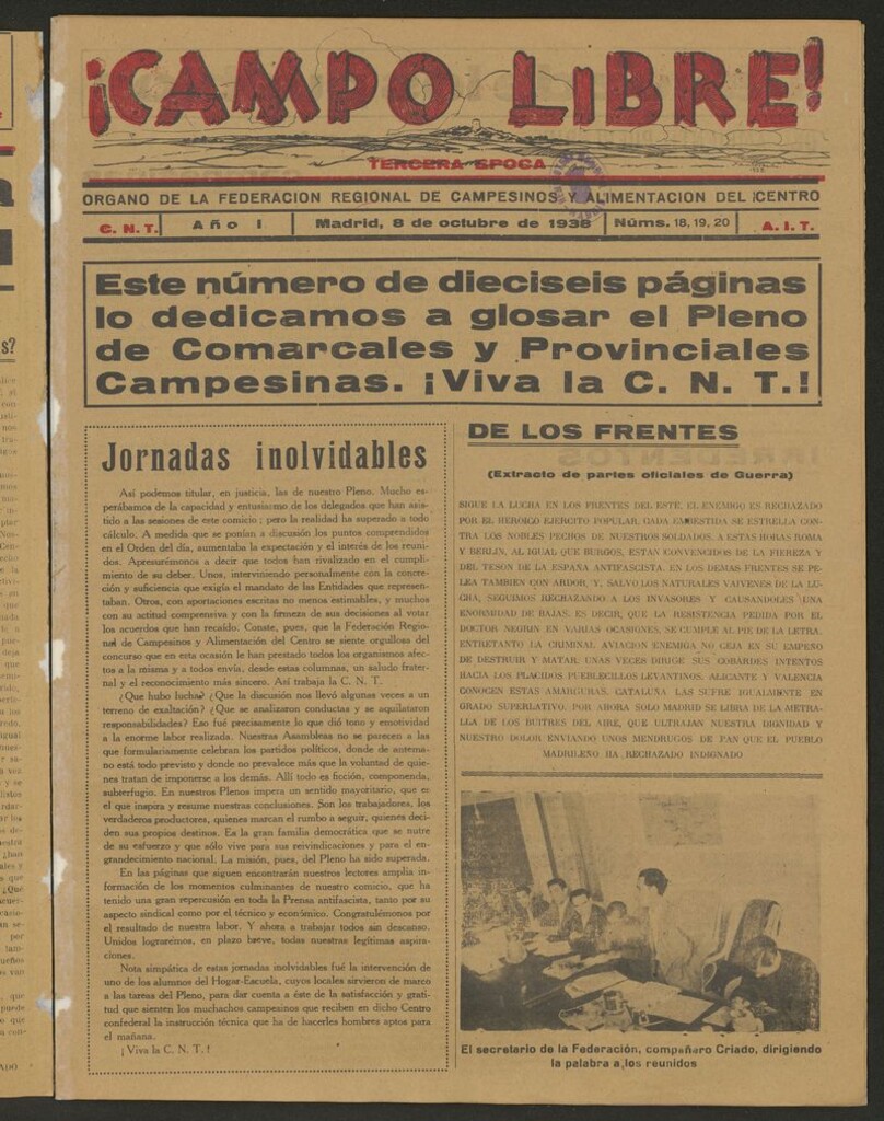 Miniatura de ¡Campo Libre! (Madrid, 1937-1938) del 8 de octubre de 1938