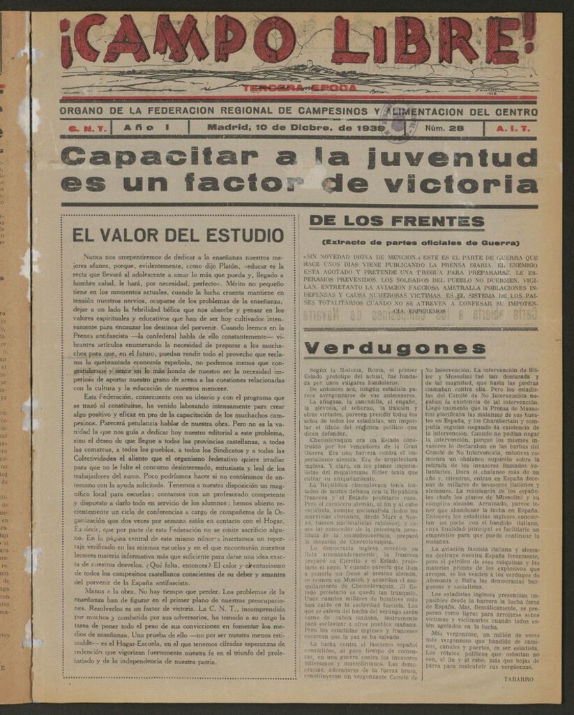 Miniatura de ¡Campo Libre! (Madrid, 1937-1938) del 10 de diciembre de 1938