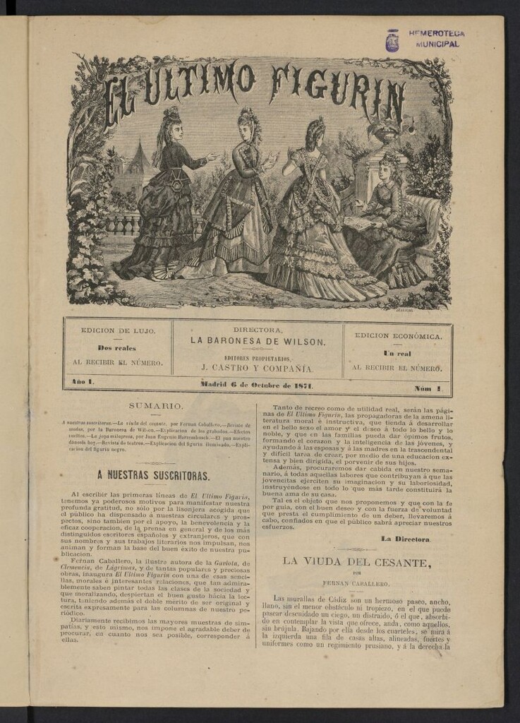 Miniatura de El Último Figurín del 6 de octubre de 1871, nº 1