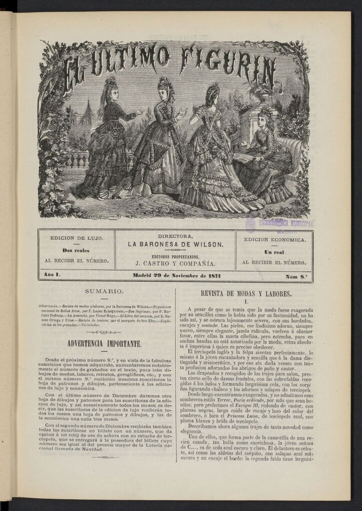 Miniatura de El Último Figurín del 29 de noviembre de 1871, nº 8