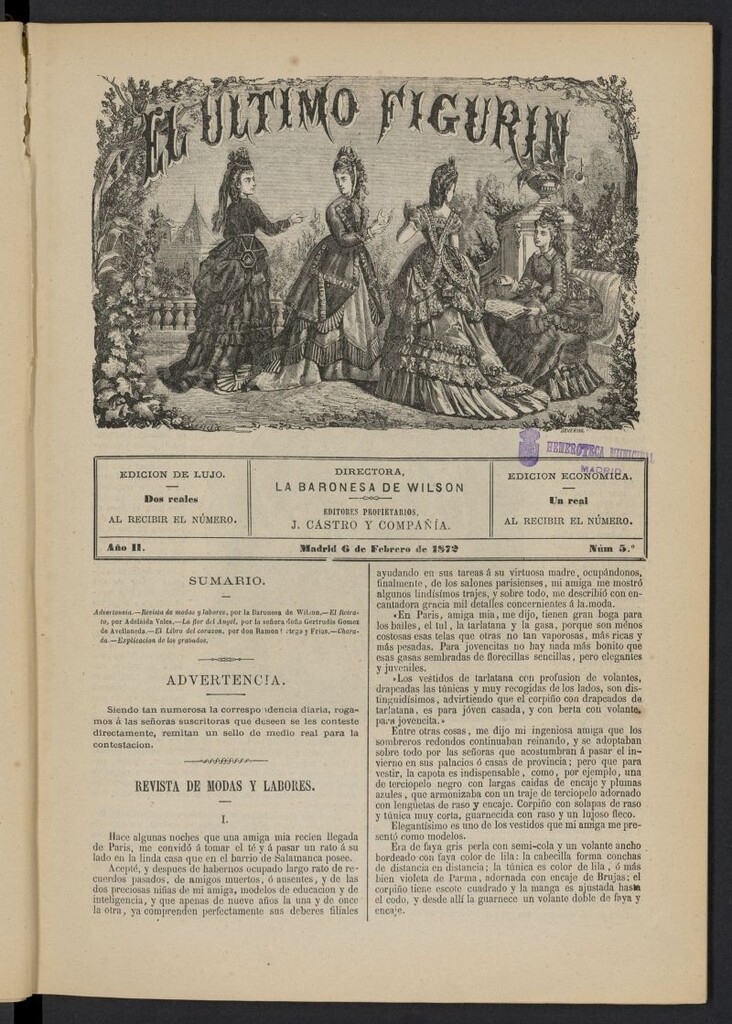 Miniatura de El Último Figurín del 6 de febrero de 1872, nº 5