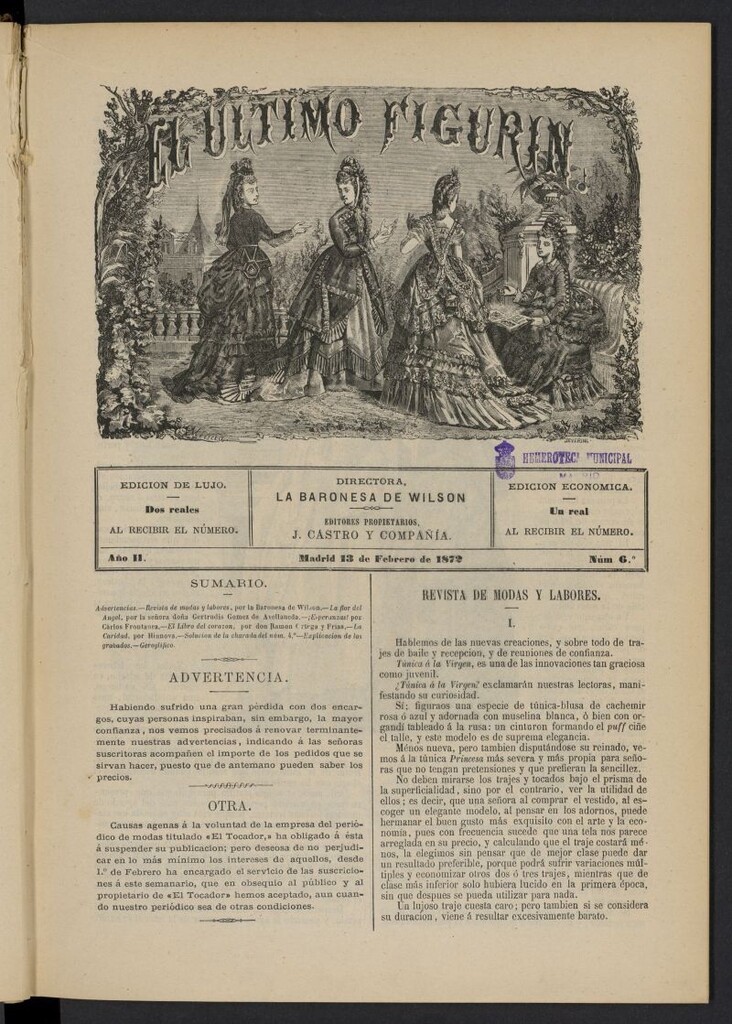 Miniatura de El Último Figurín del 13 de febrero de 1872, nº 6
