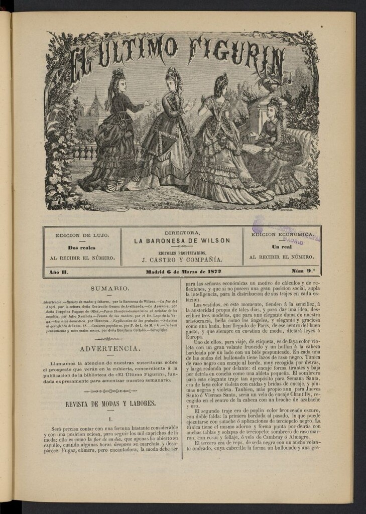 Miniatura de El Último Figurín del 6 de marzo de 1872, nº 9